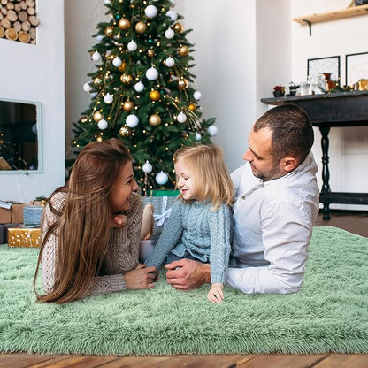 Large 9x12 Area Rugs for Living Room, Ultra Soft Shag Living Room Rug Thick Fluffy Rug for Bedroom, Plush Fuzzy Carpet for Girls Boys Kids Room Non Slip Dorm Home Decor Aesthetic, Sage Green