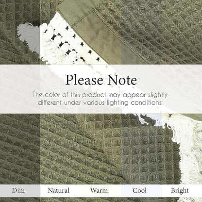 Salt Earth GOTS Certified 100% Organic Cotton Throw Blanket, 55"x60" Waffle Blankets & Throws for Bed, Throw Blanket for Couch, Cozy Christmas Blankets and Throws for Christmas Gifts (Ivy Green)