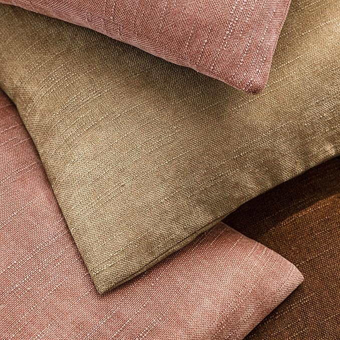 Foindtower Pack of 2 Textured Chenille Throw Decorative Pillow Covers Square Accent Solid Cushion Cover Neutral Farmhouse Pillow Case for Couch Sofa Bedroom Living Room 26x26 Inch,Dusty Pink