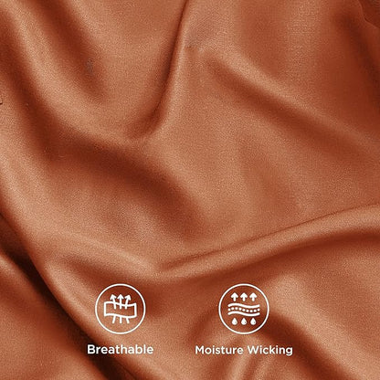 Bedsure Full Size Bed Sheets, Cooling Sheets, Rayon Derived from Bamboo, Breathable & Soft, Deep Pocket Up to 16 Inches, Hotel Luxury Silky Bedding for Hot Sleepers, Burnt Orange