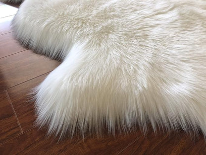 Free Shape Luxury Soft Fluffy Shag Area Rug Single 2'x3',60x90 cm - Vegan Fur Ultra Soft Indoor Carpet Nursery Rugs for Bedroom Home Decor, White