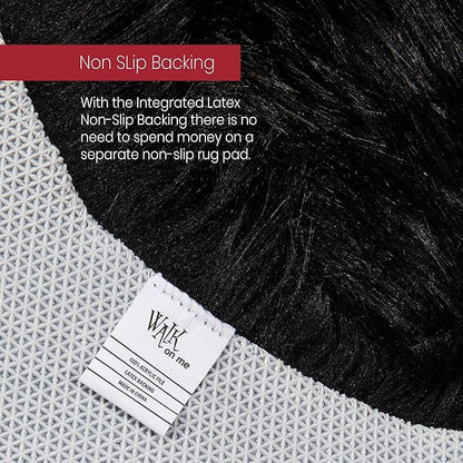 Silky Soft Faux Fur Rug, Sheepskin Area Rug, Shaggy Rug for Living Room, Bedroom, Kid's Room, or Nursery, Home Décor Accent, Machine Washable with Non-Slip Backing (Black, Rectangle (5'x8'))