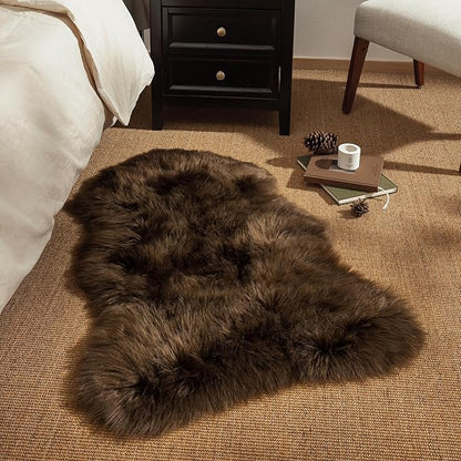 Ashler Faux Fur Rug, Fluffy Shaggy Area Rug, Ultra Soft 2.3 x 3.3 Feet Sheepskin Fur, Dark Coffee Fuzzy Rug, Machine Washable Shag, Nursery Decor Throw for Bedroom, Kids Room, Living Room