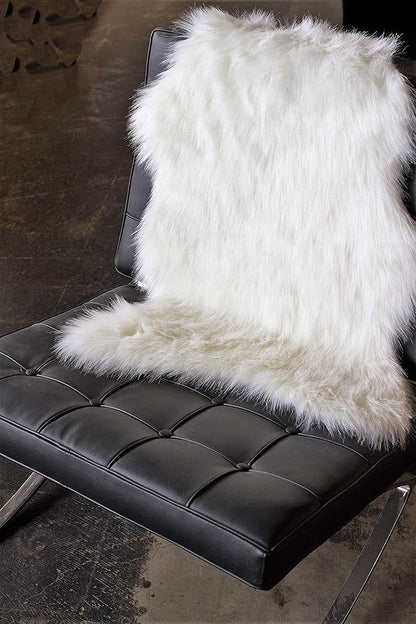Luxe Gordon Faux Fur Rug with Soft and Fluffy Pile | Machine Washable Living Room Rug with Anti-Slip Backing | Cruelty-Free Area Rugs for Office or Bedroom, White, 5 ft x 6 ft