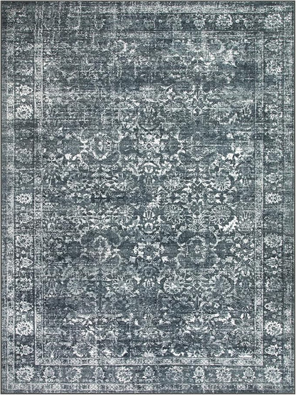 Morebes Washable Area Rugs 9x12 Living Room, Soft Black Rugs for Bedroom, Non Slip Distressed Boho Dining Room Floor Carpet for Indoor Home Office