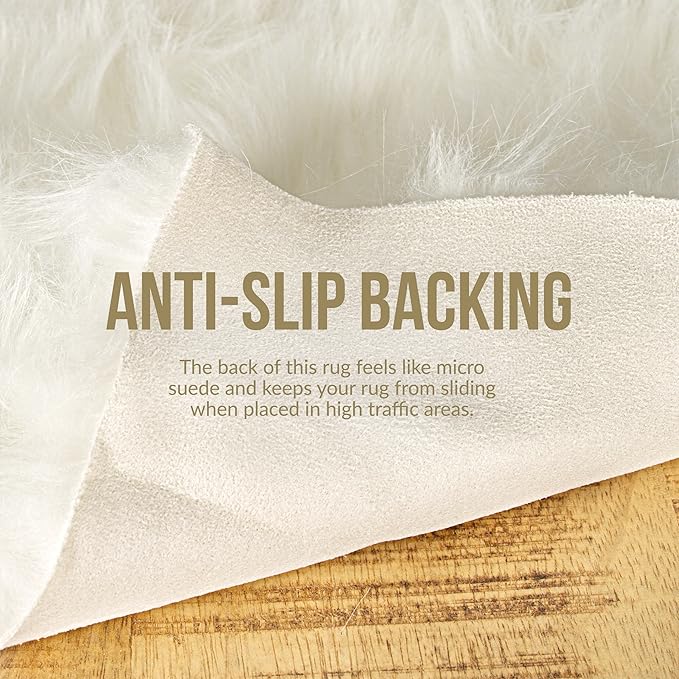Luxe Gordon Faux Fur Rug with Soft and Fluffy Pile | Machine Washable Living Room Rug with Anti-Slip Backing | Cruelty-Free Area Rugs for Office or Bedroom, Dusty Rose, 4 ft x 6 ft