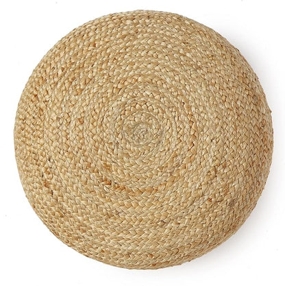 REDEARTH · Jute Circular Low Pouf Ottoman - Braided Pouffe Accent Sitting Round Footrest for Living Room, Bedroom, Nursery, kidsroom, Patio, Gym; 100% Jute Set of 2 (18"X18"X10"; Natural)