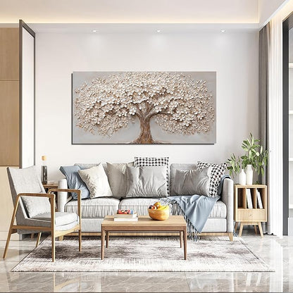 Canvas Wall Art Decor Modern Botanical Wall Art Pictures for Living Room Canvas Art Wall Decor Tree of Life Wall Art Decor White Flower Wall Art Prints Artwork for Walls Bedroom Office Decor 20" X 40"