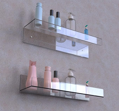 4 Pcak Clear Acrylic Shelves for Bedroom,Room,15 Inch Bathroom Wall Shelf & Organizer,Invisible Floating Shelves & Wall Storage for Collectibles Perfume Shelf,Record,Funko Pop,Lego Display,Bookshelf