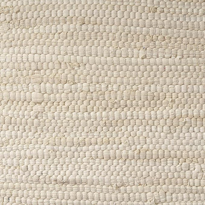 LR Home Birch/Silver Bordered Hand-Loomed Cotton Blend Cube Pouf with Jute Braid for Home Décor | Transitional Foot Rest for Bedroom & Living Room | 18 x 18 x 18 Stuffed Ottoman for Seating