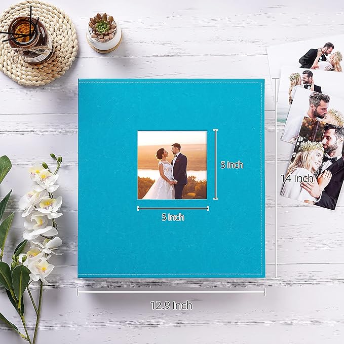 potricher Photo Album 4x6 600 Photos Leather Cover Large Capacity Picture Albums with 600 Horizontal and Vertical Pockets for Family Wedding Anniversary and Baby (Blue)