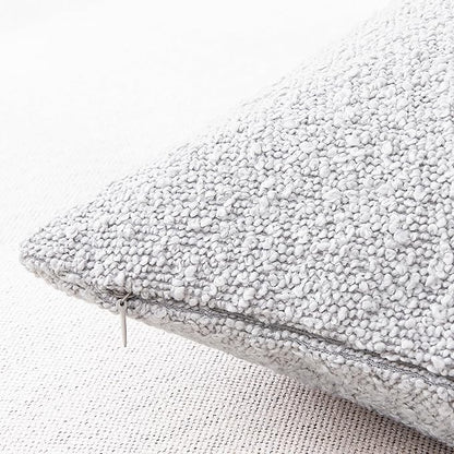 Mixhug Decorative Boucle Throw Pillow Covers, Light Gray, 12 x 20 Inches, Pack of 2 - Textured Boho Pillow Covers for Couch and Bed