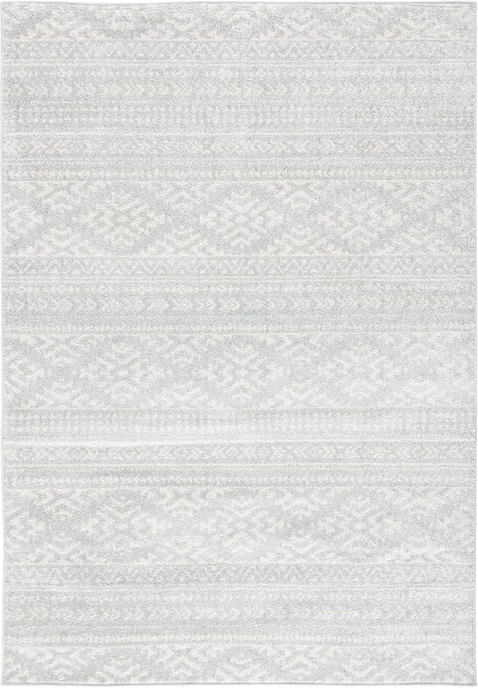 SAFAVIEH Area Rug 4x6 - Tulum Collection - Light Grey & Ivory, Moroccan Boho Tribal Design, Non-Shedding & Easy to Clean, Ideal for Living Room, Bedroom, Dining Space (TUL272F)