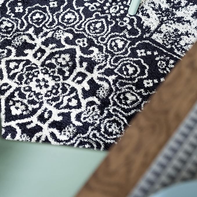 Rugs.com Arlington Collection Rug – 7' x 10' Navy Blue Medium-Pile Rug Perfect for Living Rooms, Large Dining Rooms, Open Floorplans