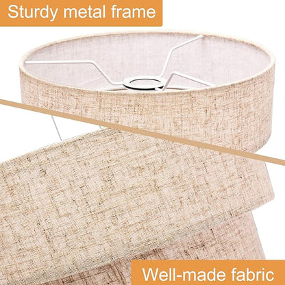 EDISLIVE 3-tier Drum Linen Lamp Shade for Pendant Lamp Floor Lamp Chandelier Replacement Shade Clip on Bulb Classic Round Lampshade Cover Only