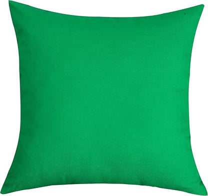 TangDepot Set of 2 Handmade Decorative Solid 100% Cotton Canvas Throw Pillow Covers/Cushion Covers, 45 Colors Available - (20"x20" 2 Pieces, Bright Green)