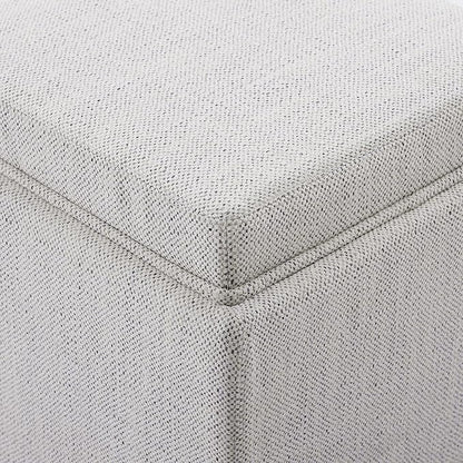 CHITA Storage Ottoman Cube with Tray Lid, Small Footstool with Storage, Square End Table for Living Room and Bedroom, Fabric in Ivory