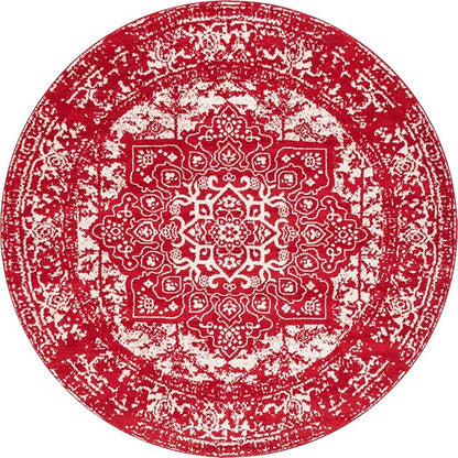 Rugs.com Arlington Collection Rug – 8 Ft Round Red Medium-Pile Rug Perfect for Kitchens, Dining Rooms