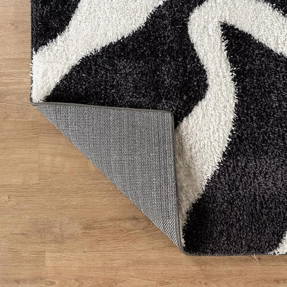 Rugshop Abstract Wavy Shag Runner Rug Anthracite Dark Gray 2' 3" x 12' Great for Long Hallways, Open Entryways, or Galley Kitchens