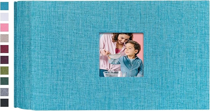 Mublalbum Small Photo Album 4x6 100 Photos Linen Cover Picture Book with Horizontal Pockets for Wedding Family Anniversary and Baby (Blue)