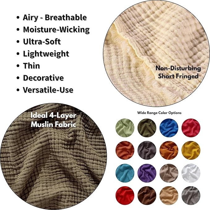 Muslin Blanket - Pure 100% Turkish Cotton Airy Soft Light Versatile Gauze Throw Blanket for Bed, Couch, Sofa (Natural, Twin XL Size (71" x 95" inch))
