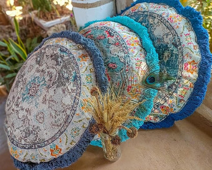 Mandala Life ART Round Cushion Cover - Cotton 26 inches - Yoga Meditation Bohemian Pillow Case - Printed Pouf