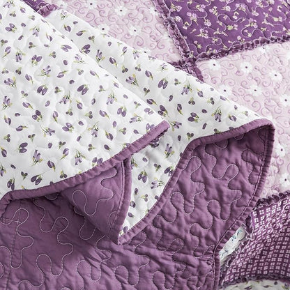HoneiLife Quilt Set King Size - Lightweight Bedspreads 106x96, Tufted Quilts 3-Piece, Patchwork Coverlet Rustic Bedding Sets All Season Quilts