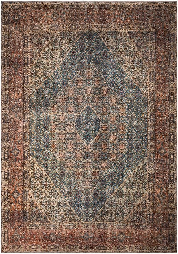 Keen Home Design 10x14 Rug - Machine Washable Area Rug with Non-Slip Backing, Ideal for Living Room, Dining Room, Bedroom - Vintage, Easy Clean, Durable, Low Pile Rug - (9'7" x 14')