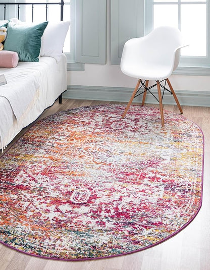 Rugs.com Arlington Collection Rug – 7x10 Oval Multi Medium-Pile Rug Perfect for Living Rooms, Large Dining Rooms, Open Floorplans