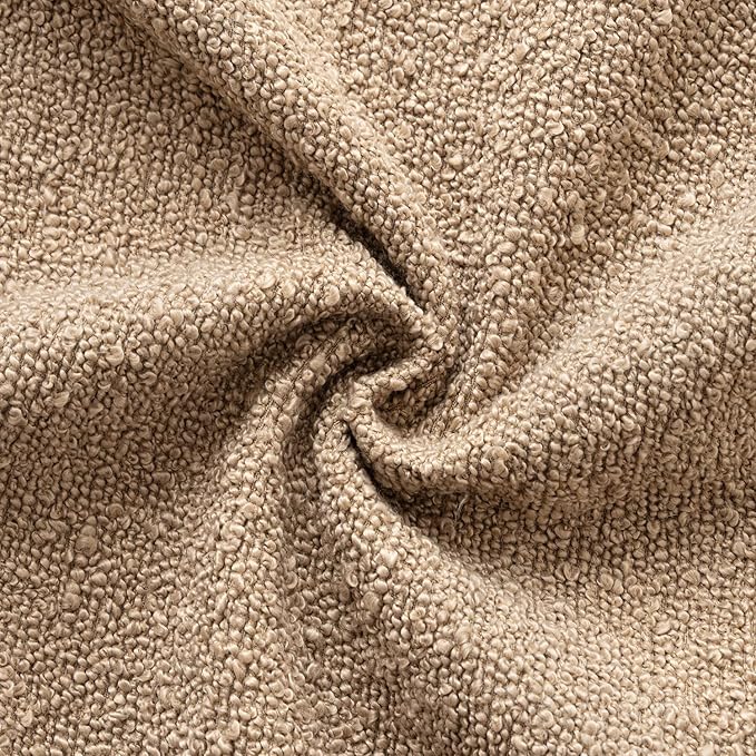 Woaboy Pack of 2 12x20 Inch Decorative Boucle Throw Pillow Covers Textured Lumbar Pillowcaes Accent Solid Cozy Soft Cushion Covers Home Decor for Sofa Couch Living Room Home Decor,Khaki