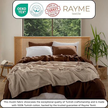 Muslin Blanket - Pure 100% Turkish Cotton Airy Soft Light Versatile Gauze Throw Blanket for Bed, Couch, Sofa (Taupe, Twin XL Size (71" x 95" inch))