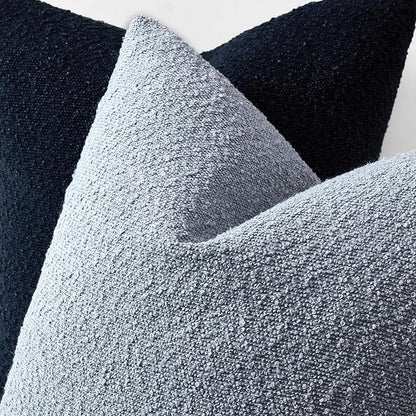 Boucle Decorative Throw Pillow Covers for Couch Set of 2, 20x20 inches, Light Blue