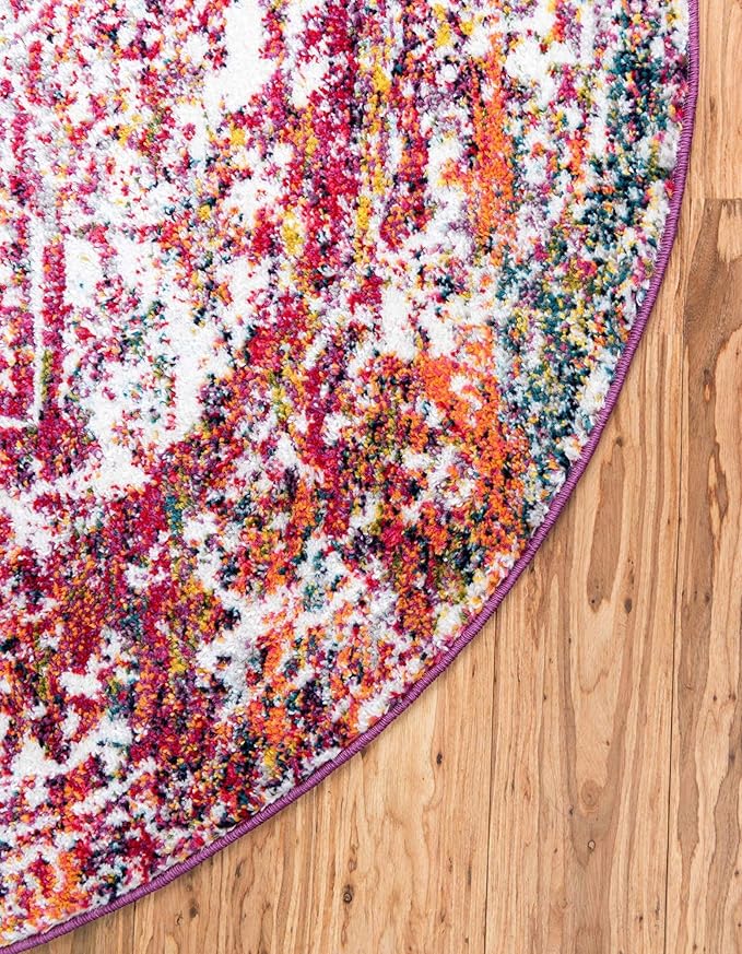 Rugs.com Arlington Collection Rug – 8 Ft Round Multi Medium-Pile Rug Perfect for Kitchens, Dining Rooms