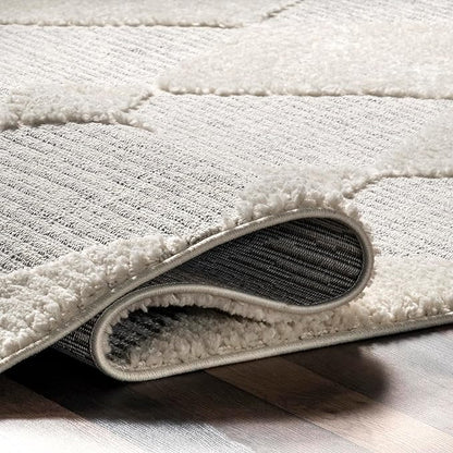 Nuloom Marissa Off-White/Grey, 8'10" x 12', Diamond, Tassel, Soft and Cozy, High Traffic, Stain Resistant, Easy Clean, Durable Area Rug for Bedroom, Living Room, Dining Space, Den, Foyer, Entryway
