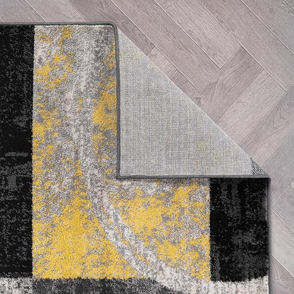 Rugshop Contemporary Circle Design Area Rug, Carpet with Jute Backing for Living Room, Bedroom, or Dining Room, Yellow, 5'3" x 7'3"