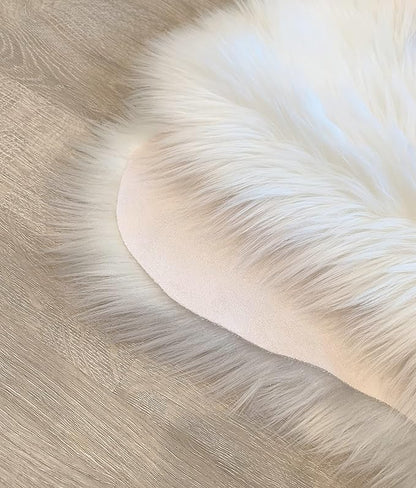 LAMBZY Faux Sheepskin Super Soft Hypoallergenic Silky Shag Rug for Living Room, Kids Room, Sofa (Triple Side by Side 3'x6', White)