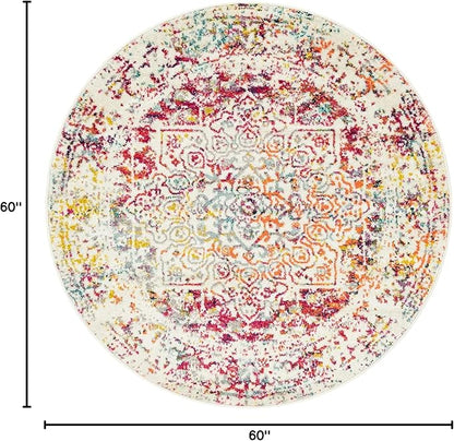 Rugs.com Arlington Collection Rug – 5 Ft Round Multi Medium-Pile Rug Perfect for Kitchens, Dining Rooms