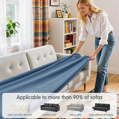Hokway Couch Cushion Covers Stretch Cushion Covers Sofa Seat Cushion Slipcover Cushion Protector(DenimBlue, Large)