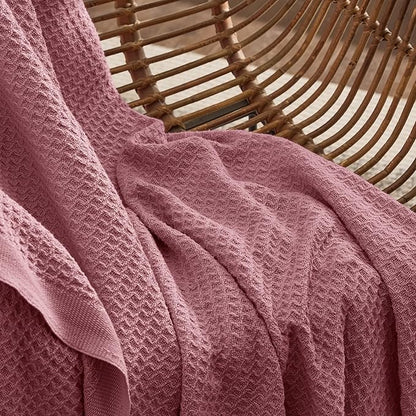 Bedsure Gentlesoft 100% Cotton Blanket King Size for Bed - Breathable and Soft, Thick Cozy Waffle Weave Christmas Blanket Gift for Women, Dusty Rose, 104x90 inches
