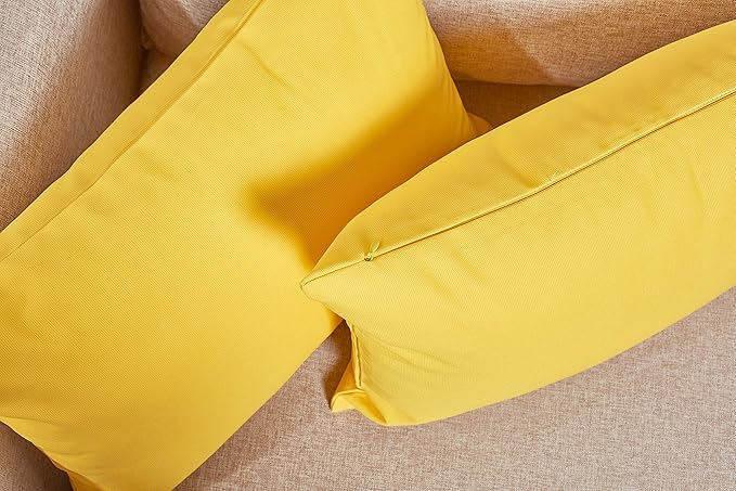 TangDepot Cotton Solid Throw Pillow Covers, 12" x 12", Yellow