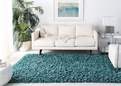SAFAVIEH Sheep Shag Collection 2'3" x 8' Blue SSG212M Handmade 1-inch Thick Runner Rug