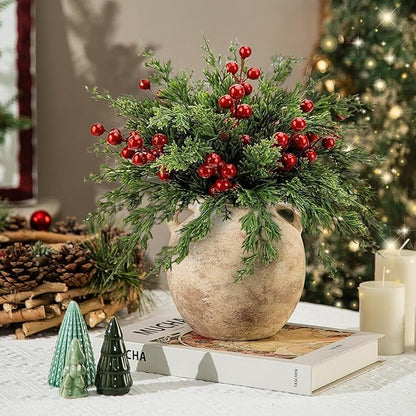 Rustic Vase - Small Vases for Pampas Grass - Farmhouase Decorative Wide Mouth vase for Bouquet, Lyeec Clay Pottery Terracotta Round Vases for Home Decor