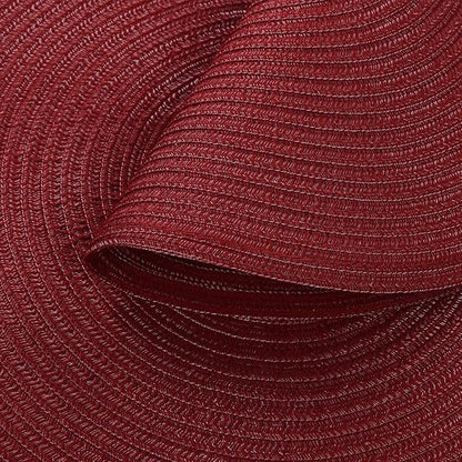 SHACOS Round Placemats Set of 4 for Dining Table 15 inch Round Braided Place Mats Washable Non Slip Kitchen Table Mats, Burgundy