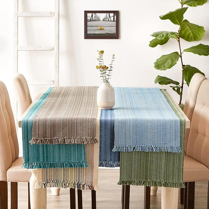 DII Variegated Tabletop Collection, Table Runner, 13x108, Light Blue