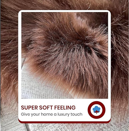Free Shape Luxury Soft Fluffy Shag Area Rug Single and a Half 2'x4', 60x120cm - Vegan Fur Ultra Soft Indoor Carpet Nursery Rugs for Bedroom Home Decor, Brown