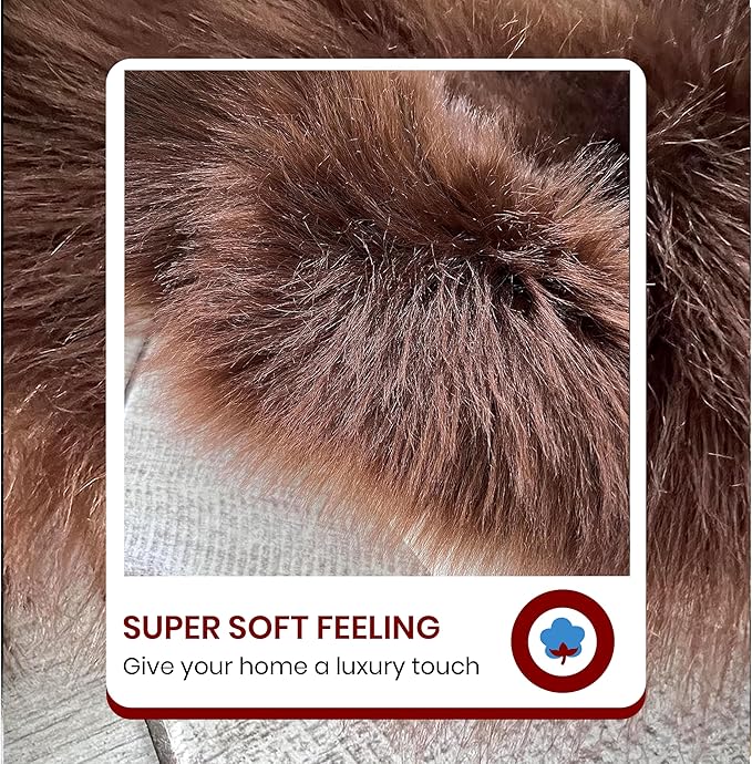 LAMBZY High Pile Super Soft Faux Sheepskin Rug (6'x9', Brown)