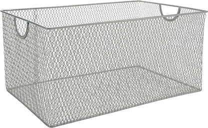YBM HOME Kitchen Pantry Organizer Wire Basket for Shelves, Cabinets, Pantry, Countertop, Mesh Open Storage Bin Metal Basket for Organizing Food Supplies, 14.5x9.25x7
