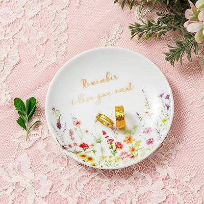 Crisky Jewelry Ring Dish for Aunt Birthday Gifts, Thinking of You Gift for Aunt from Niece, Best Antie Gift Ideas from Nephew for Thanksgiving Day Christmas Valentines (I Love You Aunt) Trinket Tray
