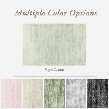 Abstract Neutral Area Rugs for Living Room Sage Green Nursery 5x8 Rug Non Slip Washable Low Pile Floor Covering Carpet for Playroom Bedroom Light Green