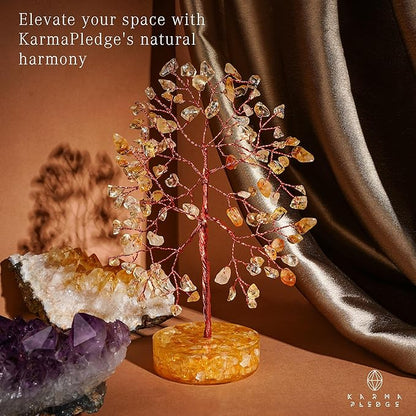Crystal Tree for Home and Office Decor, Citrine Chakra Healing Stones Handmade Feng Shui Bonsai Tree of Life for Positive Energy, Money, Good Luck, Christmas Decor, Birthday Gifts for Women, Mom